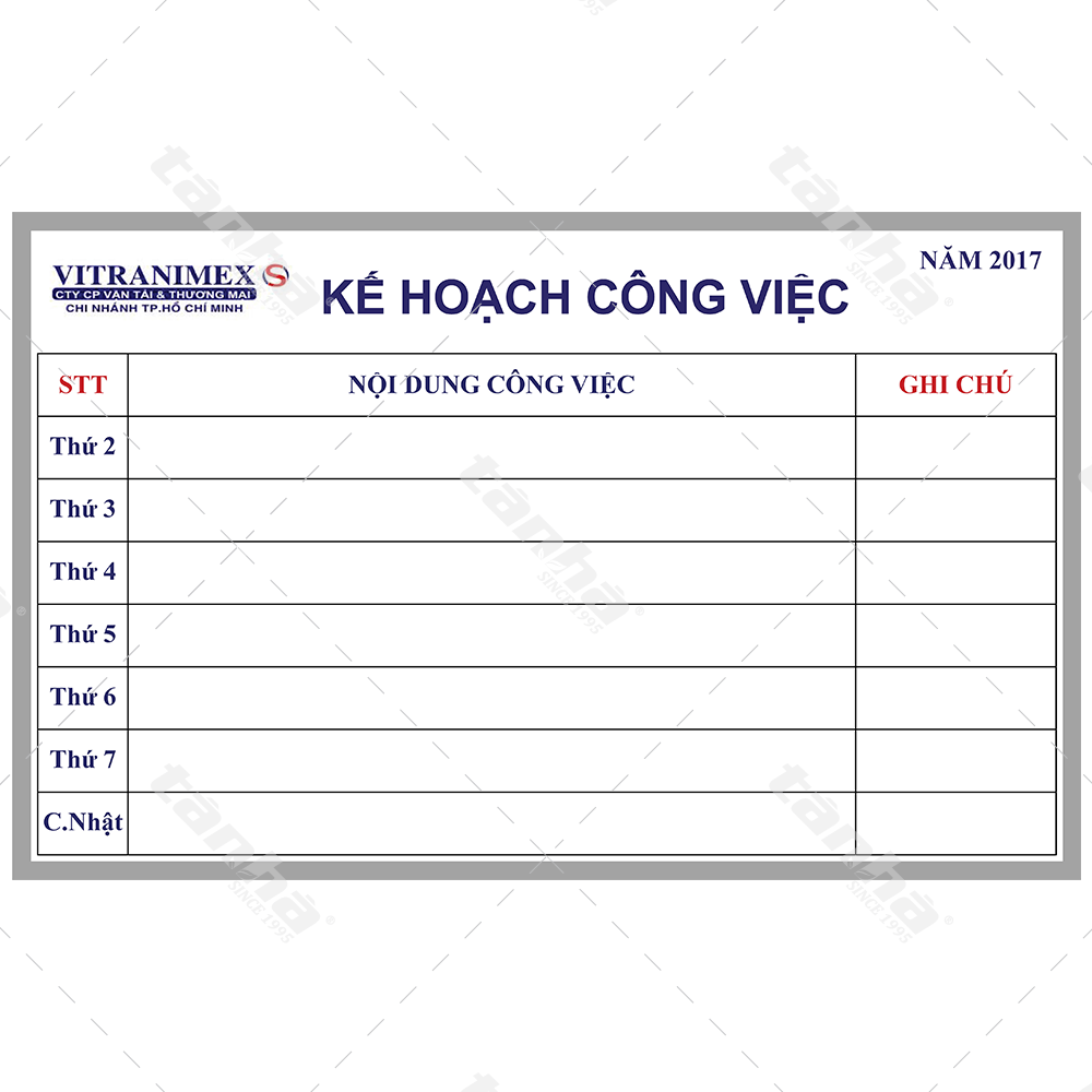 Bảng dán decal - Bảng kế hoạch công việc
