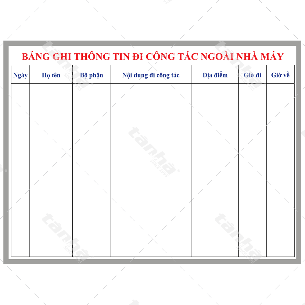 Bảng dán decal - Bảng thông tin đi công tác