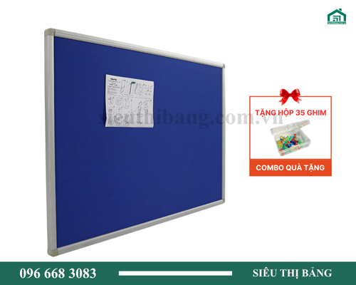 Bảng ghim nỉ màu xanh dương treo tường