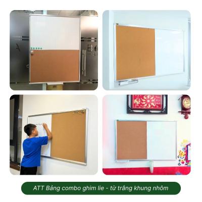 Bảng Combo Ghim Lie – Melamine Trắng Khung MDF phủ vân gỗ