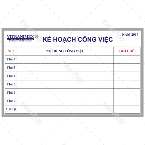 Bảng dán decal - Bảng kế hoạch công việc