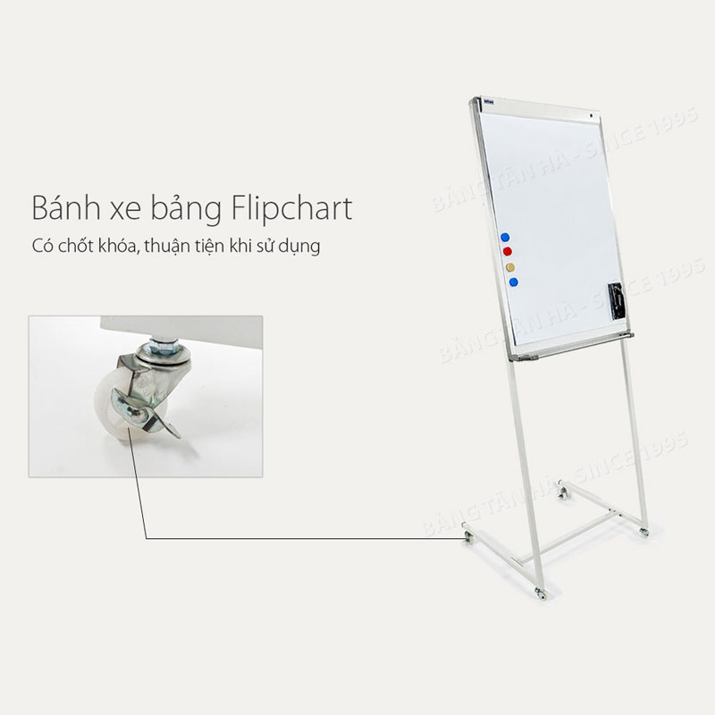 Bảng Flipchart Zebra - Bánh xe di chuyển tiện lợi